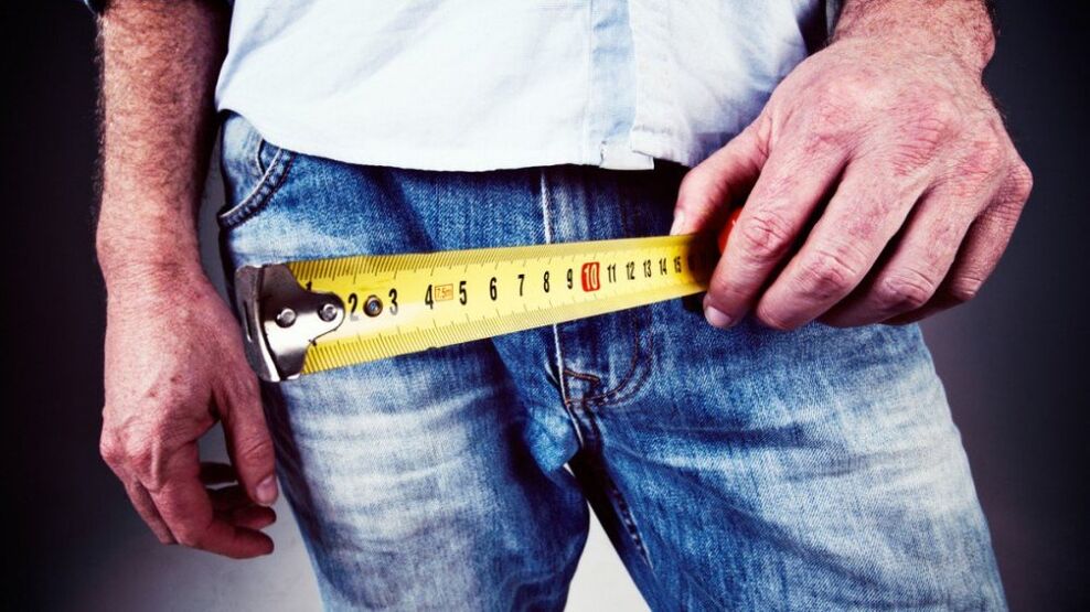 men measure penis after enlargement with gel